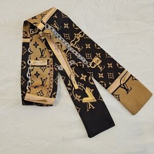 Louis Vuitton Black and Gold Bag Scarf